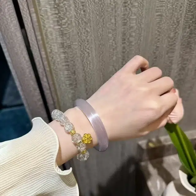 梨云暮雪 白月光贵妃美人镯 气质新中式素圈 琉璃 手镯 女款