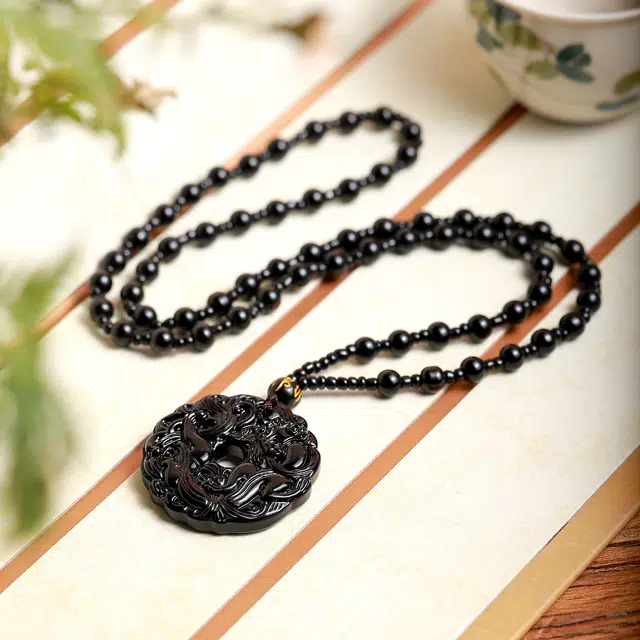 梨云暮雪 霸气酷黑吞金貔貅平安扣 搭配六字箴言 招财纳福转运 小众森系 时尚百搭 高级感#好运 琉璃 吊坠 男女同款情侣款