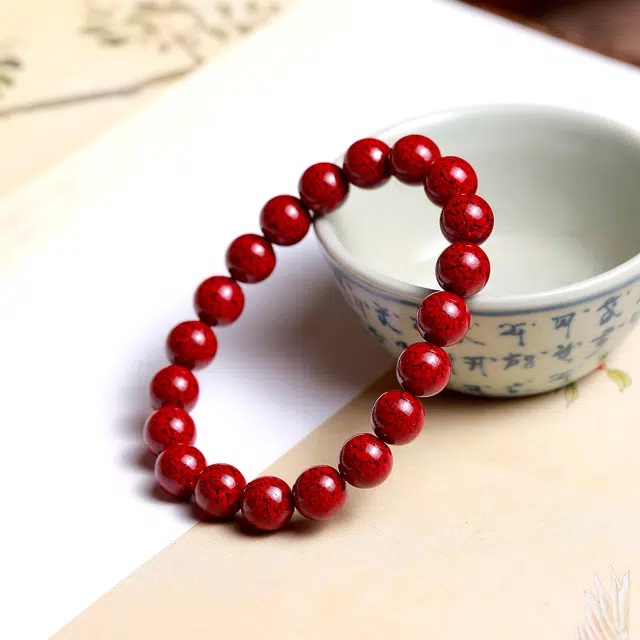 梨云暮雪 晶体砂大珠子经典素圈  正品新中式 国风好运 财福双收 经典时尚 朱砂 手串 男女同款情侣款