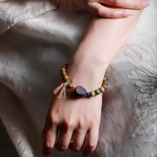 梨云暮雪 考试考研事业上岸 福禄双全款 转运珠串珠 檀木佛珠新中式叠戴文玩招财*好运 绿檀 木作手串 男女同款情侣款