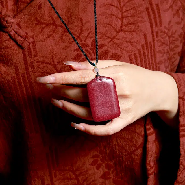 梨云暮雪 经典祥云设计无事牌 牌型大#好运 朱砂 吊坠 男女同款情侣款