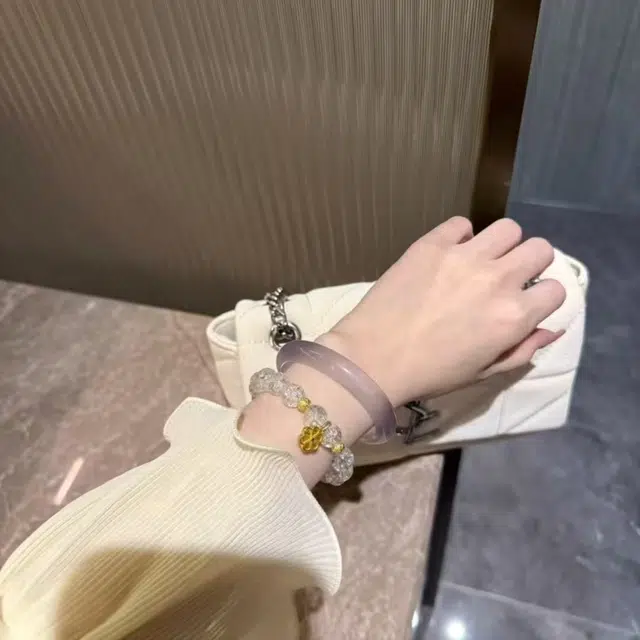 梨云暮雪 白月光贵妃美人镯 气质新中式素圈 琉璃 手镯 女款