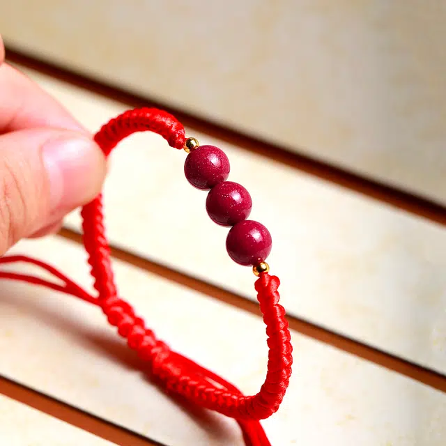 梨云暮雪 一物一证 保证 三星报喜紫金砂中国红高含量 诸事顺利八方来财转运珠 好运 朱砂 手绳 男女同款情侣款