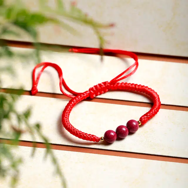梨云暮雪 一物一证 保证 三星报喜紫金砂中国红高含量 诸事顺利八方来财转运珠 好运 朱砂 手绳 男女同款情侣款