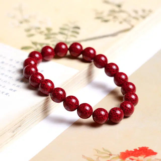 梨云暮雪 晶体砂大珠子经典素圈  正品新中式 国风好运 财福双收 经典时尚 朱砂 手串 男女同款情侣款