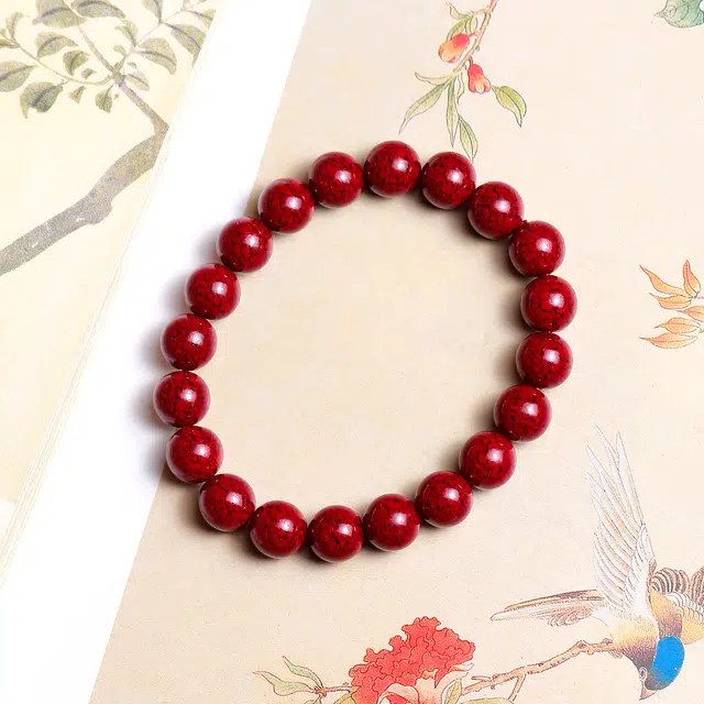 梨云暮雪 晶体砂大珠子经典素圈  正品新中式 国风好运 财福双收 经典时尚 朱砂 手串 男女同款情侣款
