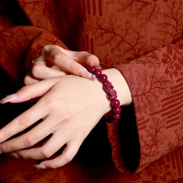 梨云暮雪 招财貔貅#好运 朱砂 手串 男女同款情侣款