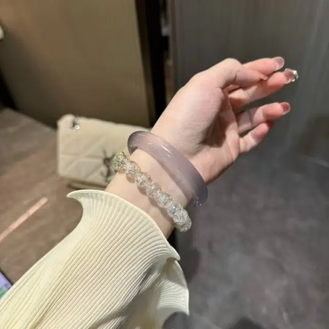 梨云暮雪 白月光贵妃美人镯 气质新中式素圈 琉璃 手镯 女款