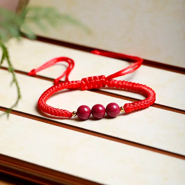 梨云暮雪 一物一证 保证 三星报喜紫金砂中国红高含量 诸事顺利八方来财转运珠 好运 朱砂 手绳 男女同款情侣款