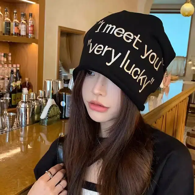 木林森 字母刺绣堆堆帽美式甜酷包头帽女春秋款薄款嘻哈宽松套头冷帽 男女同款情侣款
