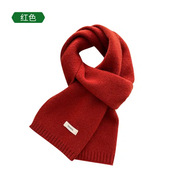 木林森 韩系纯色围脖简约秋冬季保暖 绒线围巾 男女同款情侣款