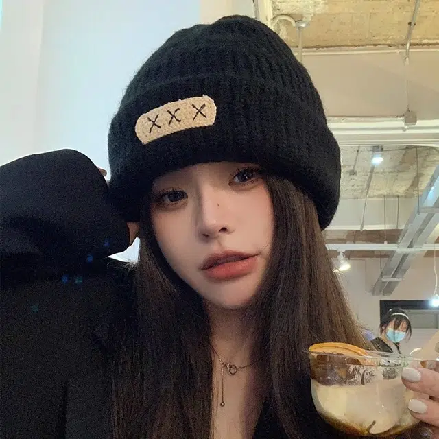 木林森 大头围粗毛线帽子秋冬季宽松保暖堆堆冷帽大脸显脸小针织护耳帽 男女同款情侣款