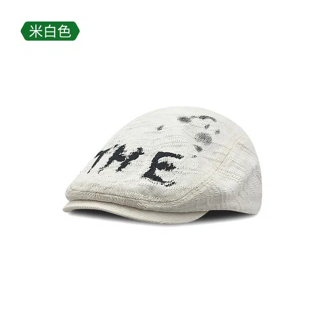 木林森 美式复古做旧擦色涂鸦前进帽夏甜酷潮款出街宽帽檐显脸小画家帽 棉 贝雷帽 男女同款情侣款
