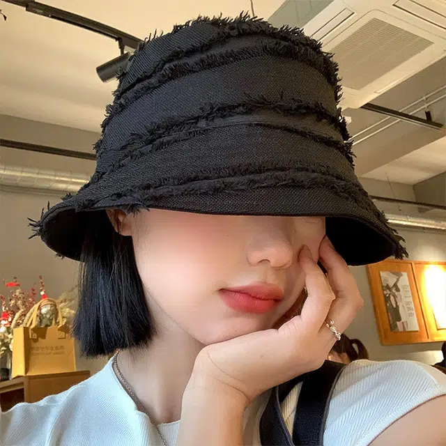 木林森 双面日系复古毛边防晒遮阳大头围显脸小 棉 渔夫帽 男女同款情侣款