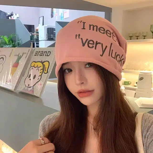 木林森 字母刺绣堆堆帽美式甜酷包头帽女春秋款薄款嘻哈宽松套头冷帽 男女同款情侣款