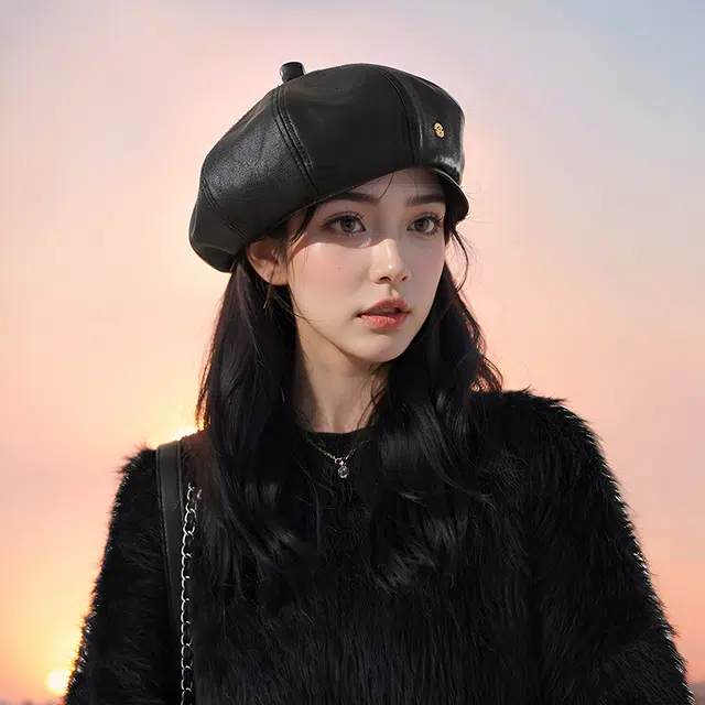 木林森 复古小标网红气质小香学院风文艺 聚酯纤维 贝雷帽 女款 白色 咖啡色 卡其色 黑色