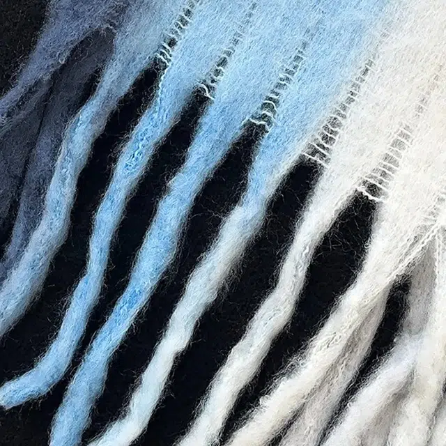 木林森 韩版渐变蓝色马海毛 秋冬季加厚保暖披肩 百搭学生 绒线围巾 男女同款情侣款