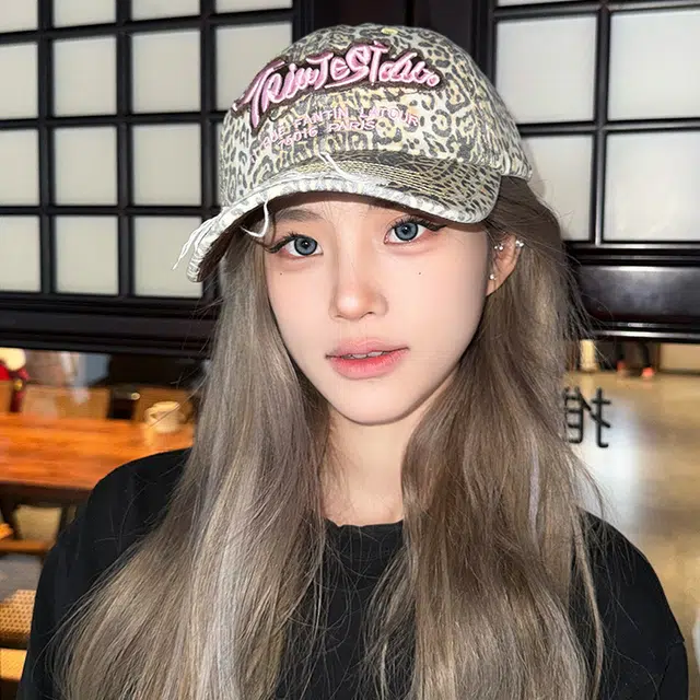 木林森 春夏季迷彩豹纹图案做旧水洗刺绣字母户外出游时尚潮流百搭大头围显脸小 棉 鸭舌帽 男女同款情侣款