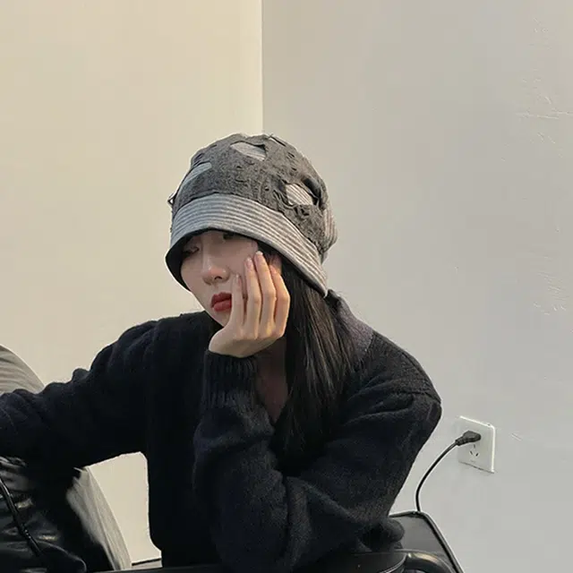 木林森 韩版个性补丁乞丐帽秋冬包头冷帽日系堆堆帽街头潮流风百搭小众毛线帽 男女同款情侣款
