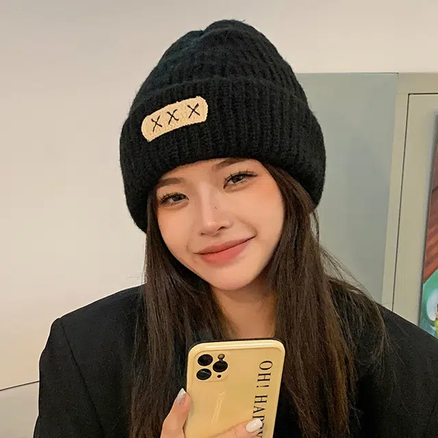 木林森 大头围粗毛线帽子秋冬季宽松保暖堆堆冷帽大脸显脸小针织护耳帽 男女同款情侣款