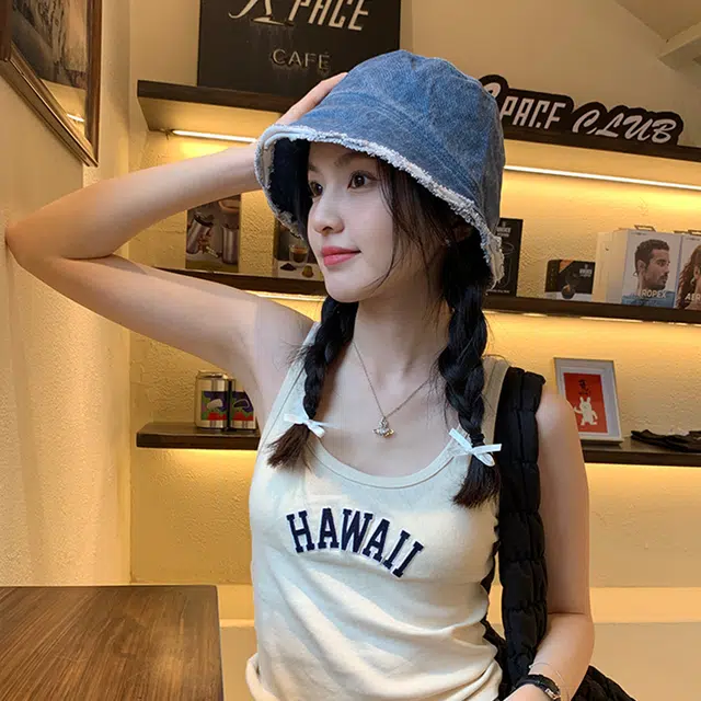 木林森 水洗毛边牛仔磨毛户外出行防晒遮阳大头围显脸时尚潮流百搭 聚酯纤维 渔夫帽 男女同款情侣款