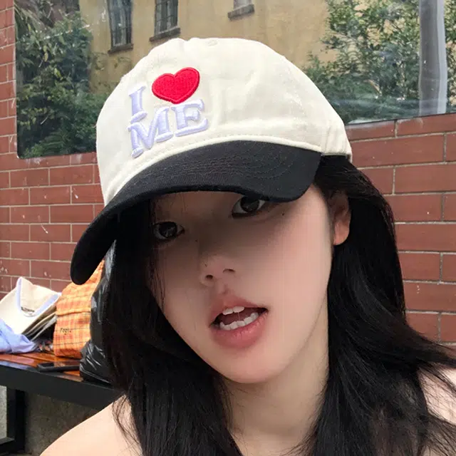 木林森 立体爱心刺绣撞色软顶户外街头出行防晒遮阳时尚潮流百搭学生大头围显脸小 棉 鸭舌帽 男女同款情侣款