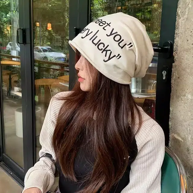 木林森 字母刺绣堆堆帽美式甜酷包头帽女春秋款薄款嘻哈宽松套头冷帽 男女同款情侣款