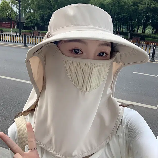 木林森 全方位透气遮脸面罩护颈一体太阳帽户外出行登山钓鱼防紫外线遮阳 腈纶 防晒帽 男女同款情侣款