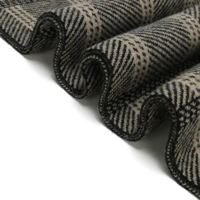 木林森 韩系复古围脖格纹秋冬保暖百搭 腈纶 绒线围巾 男女同款情侣款