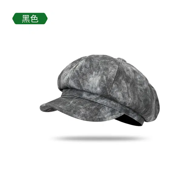 木林森 日系小众复古扎染水墨画八角帽秋冬百搭显脸小文艺画家帽 棉 贝雷帽 男女同款情侣款