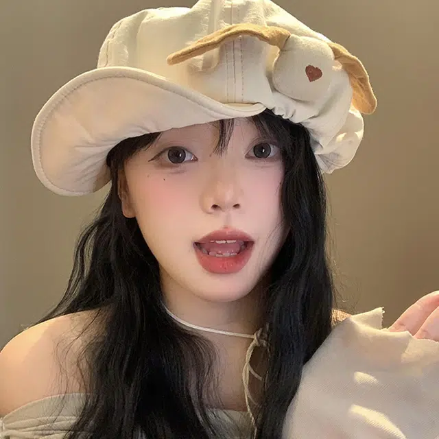 木林森 日系甜妹爱心百搭大头围显脸小薄款透气画家帽 涤纶 贝雷帽 女款