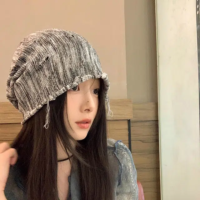 木林森 废土风渐变针织破洞堆堆帽春夏街头复古慵懒风扎染百搭冷帽 男女同款情侣款