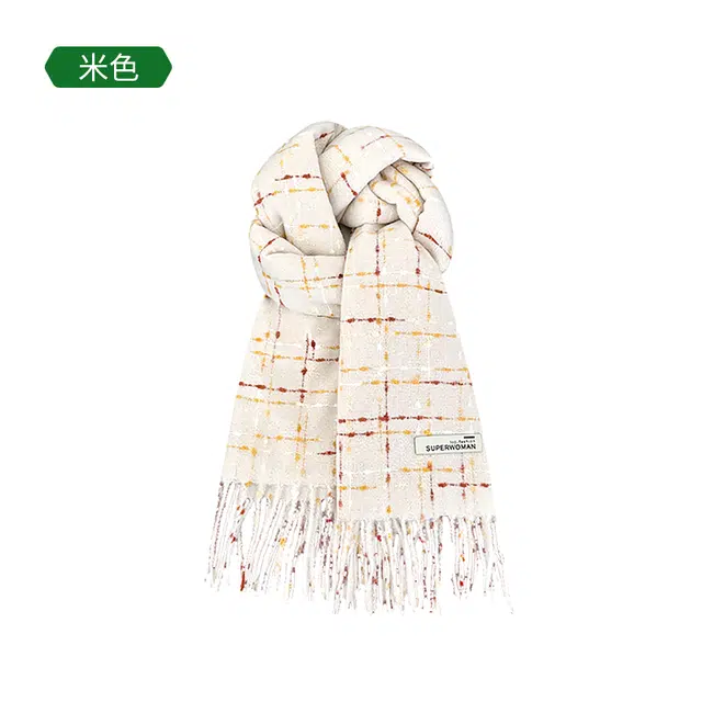 木林森 韩系温柔系彩线仿羊绒流苏围脖 秋冬季保暖百搭氛围感 绒线围巾 男女同款情侣款