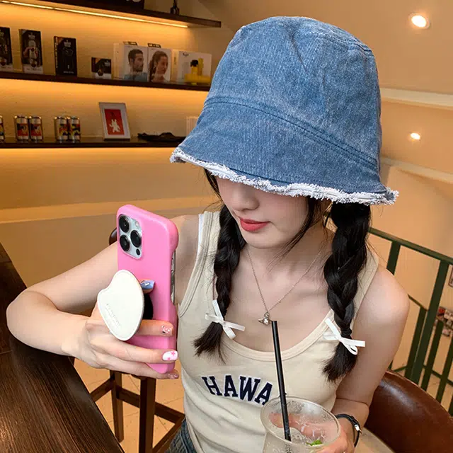 木林森 水洗毛边牛仔磨毛户外出行防晒遮阳大头围显脸时尚潮流百搭 聚酯纤维 渔夫帽 男女同款情侣款