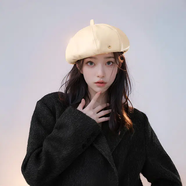 木林森 复古小标网红气质小香学院风文艺 聚酯纤维 贝雷帽 女款 白色 咖啡色 卡其色 黑色