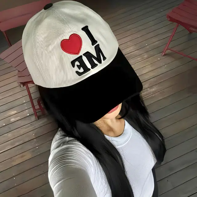 木林森 立体爱心刺绣撞色软顶户外街头出行防晒遮阳时尚潮流百搭学生大头围显脸小 棉 鸭舌帽 男女同款情侣款