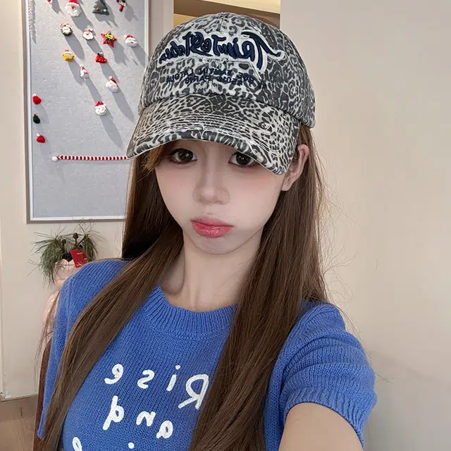 木林森 春夏季迷彩豹纹图案做旧水洗刺绣字母户外出游时尚潮流百搭大头围显脸小 棉 鸭舌帽 男女同款情侣款