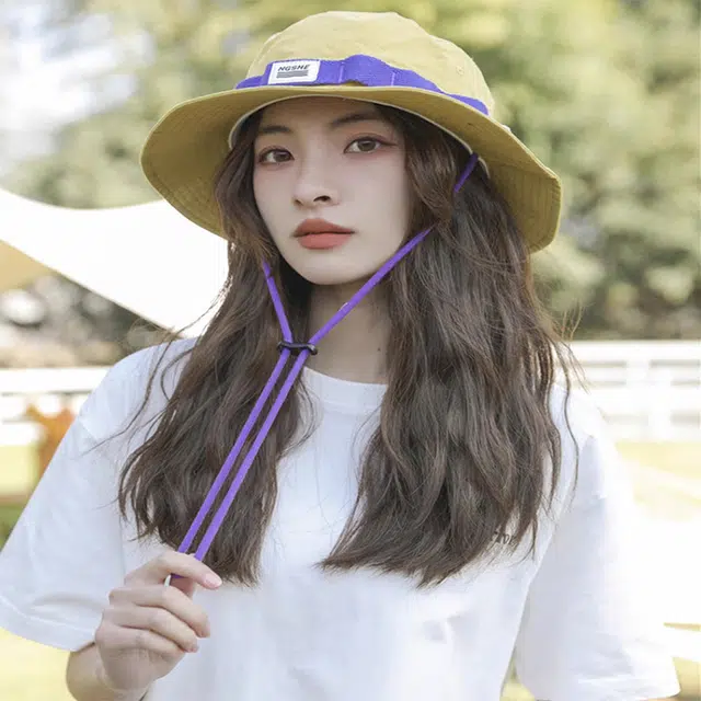 木林森 日系复古抽绳 子夏季户外露营登山出街 防晒遮阳帽透气太阳帽 棉 渔夫帽 男女同款情侣款