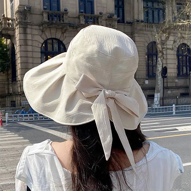 木林森 黑胶女夏季大头围薄款显脸小 大檐防晒 聚酯纤维 渔夫帽 女款
