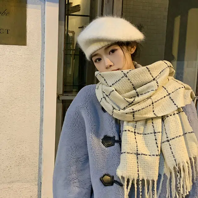 木林森 日系小清新温柔搭流保暖加厚学生高级感 绒线围巾 男女同款情侣款