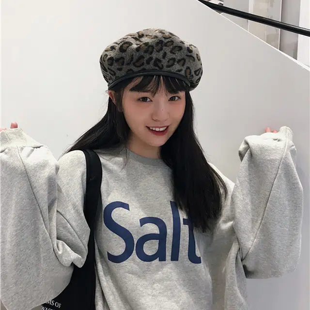 木林森 港风豹纹贝雷帽潮流韩版百搭日系复古画家帽秋冬英伦蓓蕾帽子南瓜帽 涤纶 帽子 女款
