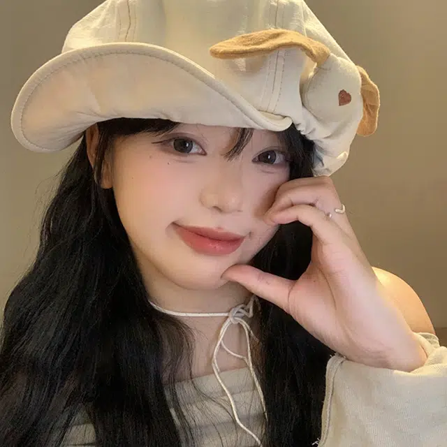 木林森 日系甜妹爱心百搭大头围显脸小薄款透气画家帽 涤纶 贝雷帽 女款