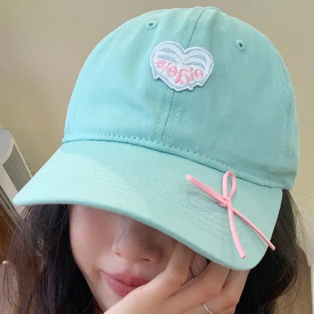 木林森 可爱小煤球爱心刺绣户外出行甜酷辣妹蝴蝶结软糯风时尚潮流百搭大头围显脸小防晒遮阳 棉 鸭舌帽 男女同款情侣款