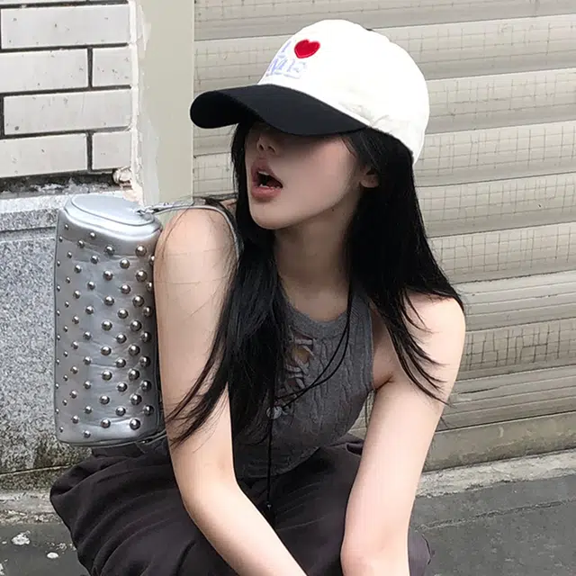 木林森 立体爱心刺绣撞色软顶户外街头出行防晒遮阳时尚潮流百搭学生大头围显脸小 棉 鸭舌帽 男女同款情侣款