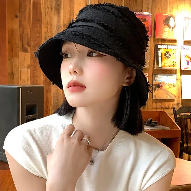 木林森 双面日系复古毛边防晒遮阳大头围显脸小 棉 渔夫帽 男女同款情侣款