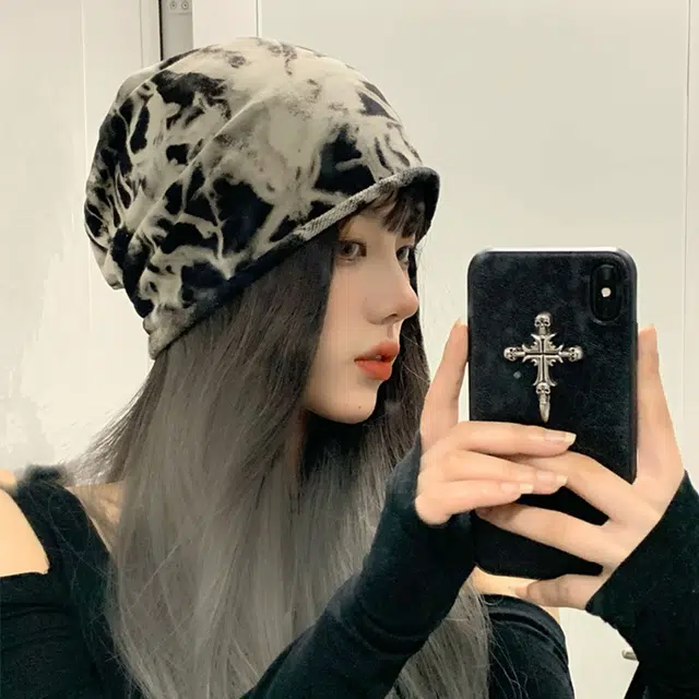 木林森 日系小众扎染包头百搭时尚 聚酯纤维 绒线帽 男女同款情侣款