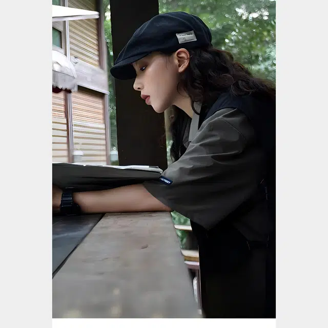 木林森 日系复古前进帽画家报童帽英伦百搭帽子 棉 贝雷帽 男女同款情侣款