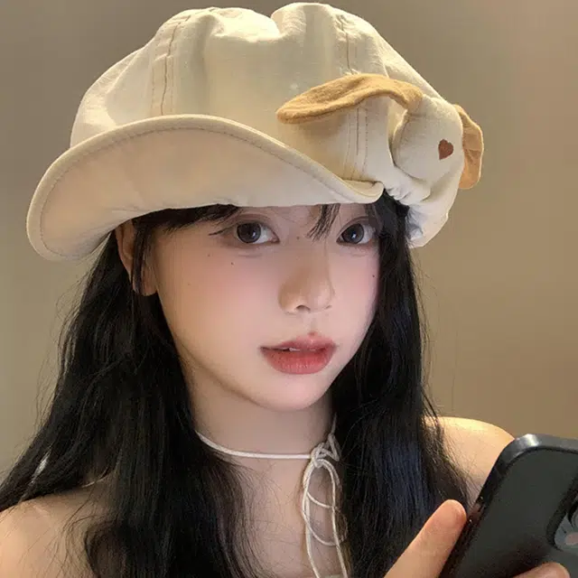 木林森 日系甜妹爱心百搭大头围显脸小薄款透气画家帽 涤纶 贝雷帽 女款