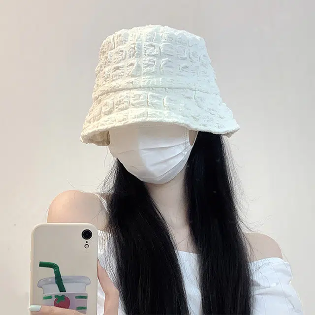 木林森 褶皱泡泡格子防晒遮阳小香风出街远足显脸小 棉 渔夫帽 男女同款情侣款