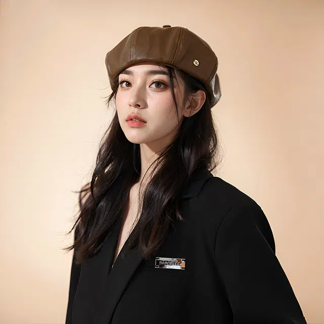 木林森 复古小标网红气质小香学院风文艺 聚酯纤维 贝雷帽 女款 白色 咖啡色 卡其色 黑色